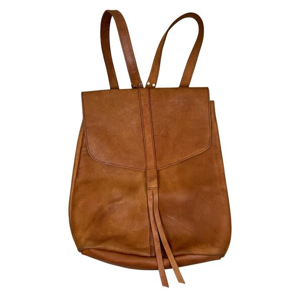 Raven + Lily Handcrafted Soft Natural Leather Brown Tan Backpack - Picture 4 of 13